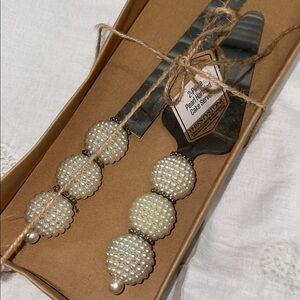 BRAND NEW Thirstystone Pearl Handled Cake Knife & Server Set in Ivory Pearls